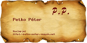 Petko Péter névjegykártya